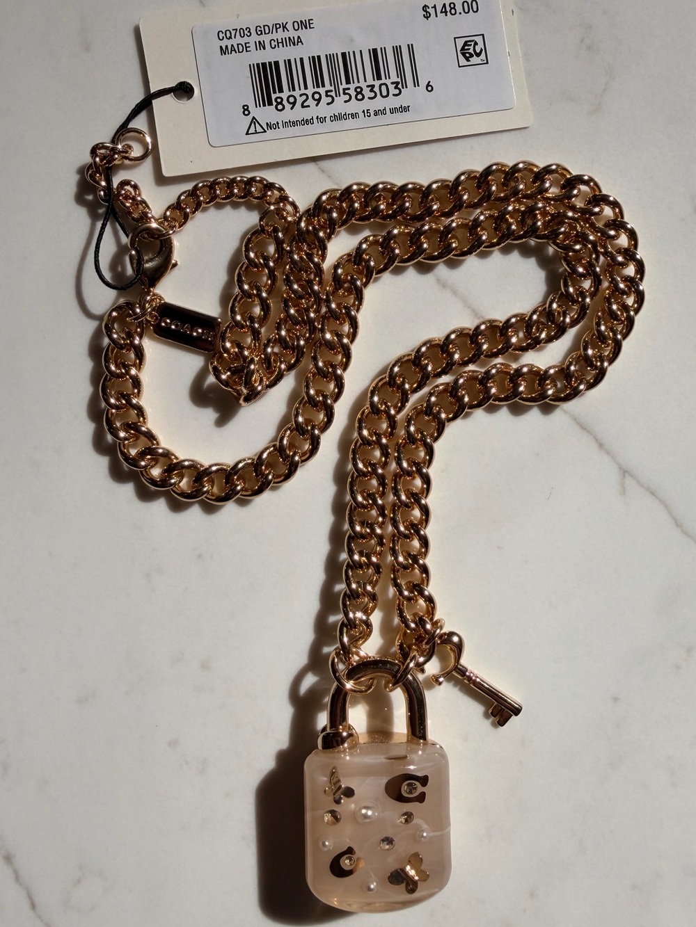 Coach Resin Padlock Chain Link Necklace
